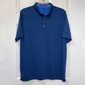 Anderson Ord Polo Shirt Men’s XL Blue Stripped Pullover Performance Golf Weekend